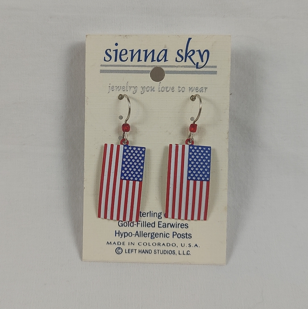 Sienna Sky American Flag Sterling Silver Fishhook Earrings - Picture 2 of 4
